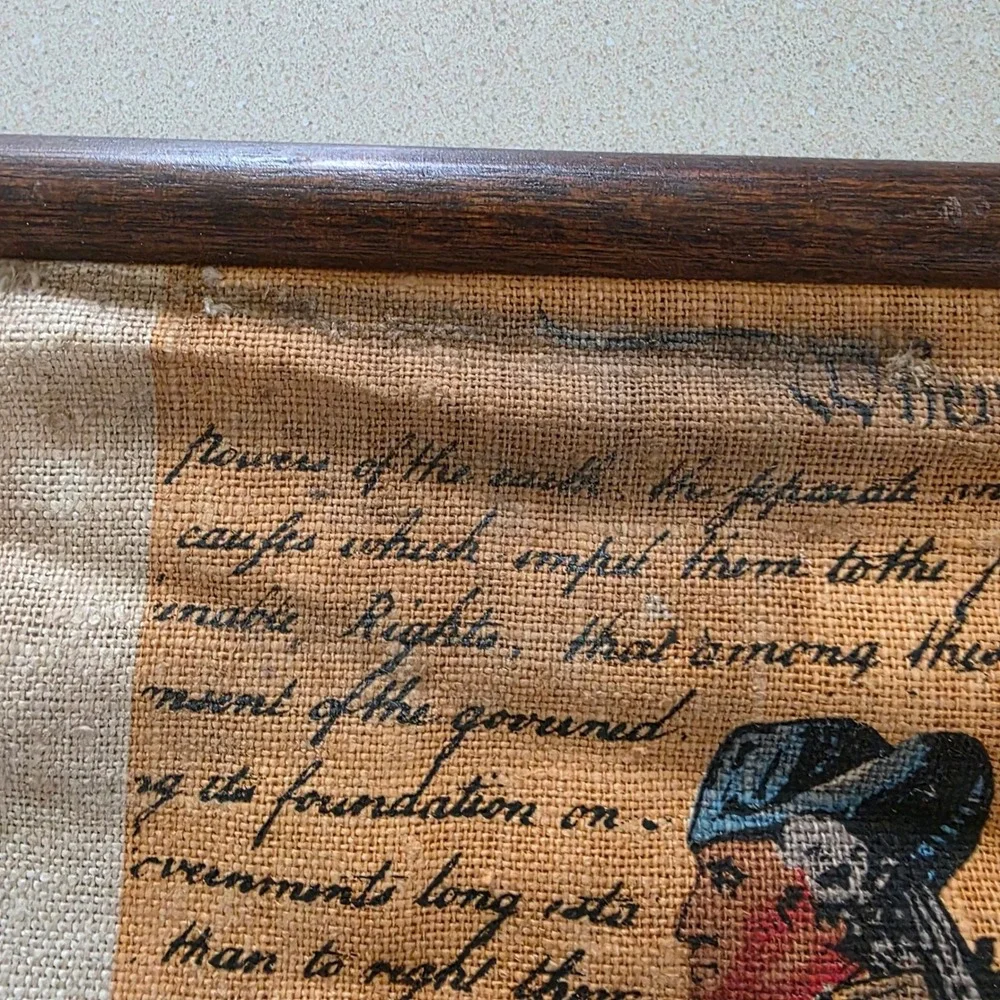 Burlap Wall Hanging Tapestry Scroll 17 American Washington Declaration Patriotic